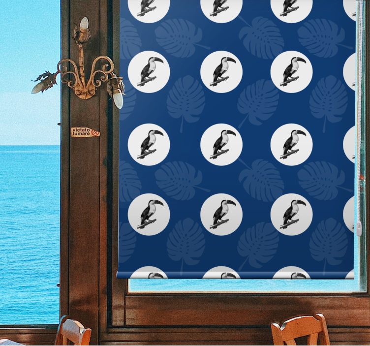 동물이 있는 블라인드 열대 투칸 패턴 - TenStickers