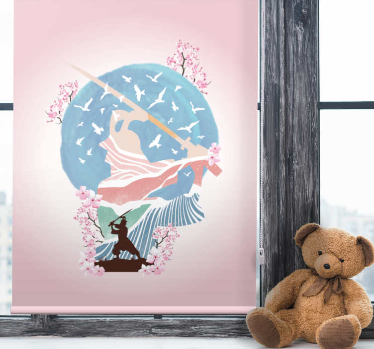 패턴 블라인드 우아한 사무라이 실루엣 - TenStickers