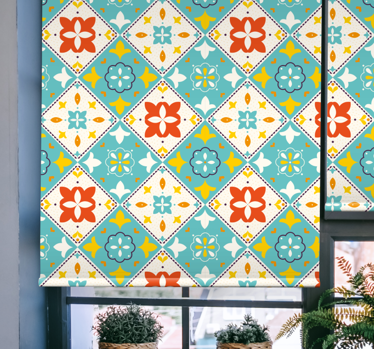 화장실 블라인드 파란색과 베이지색 타일 - TenStickers