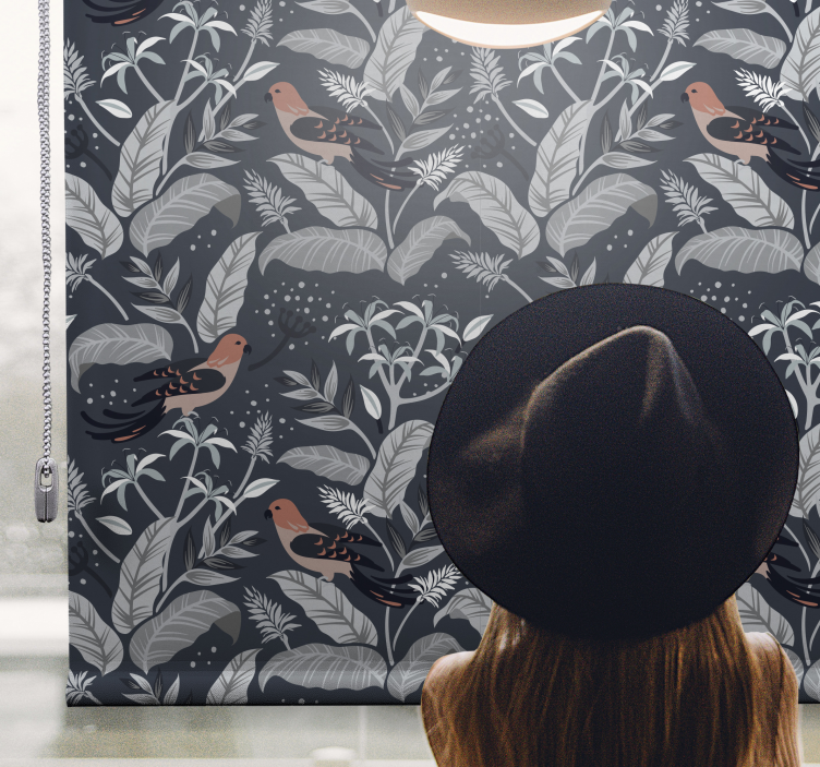 다른 꽃과 식물이 있는 블라인드 새의 단풍 패턴 - TenStickers