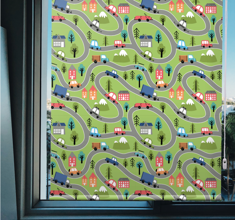아동용 블라인드 다채로운 차량 도로 - TenStickers