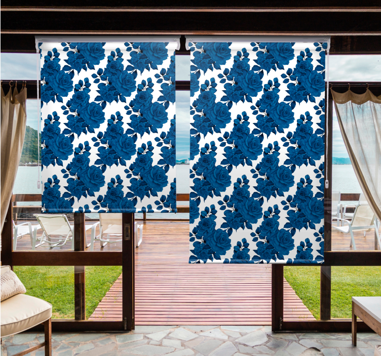 꽃과 식물이 있는 블라인드 azure 블로섬 모티프 - TenStickers