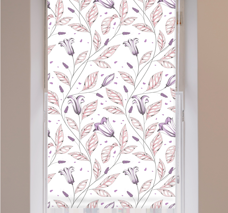 꽃과 식물이 있는 블라인드 식물 잎 모티프 - TenStickers