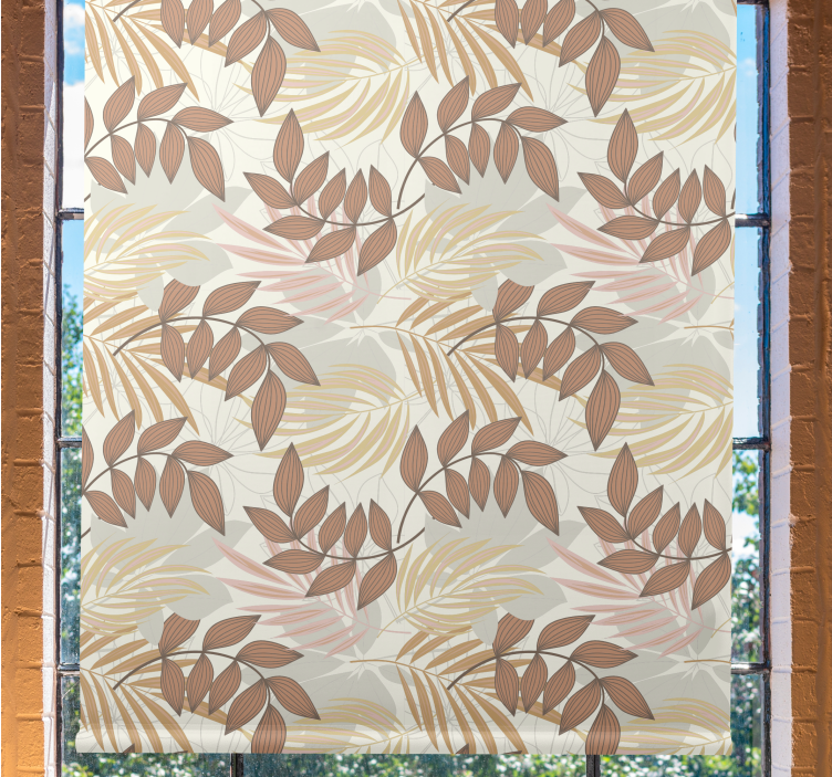 꽃과 식물이 있는 블라인드 섬세한 잎사귀 패턴 - TenStickers