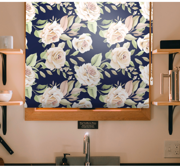 꽃과 식물이 있는 블라인드 장미 꽃무늬 - TenStickers