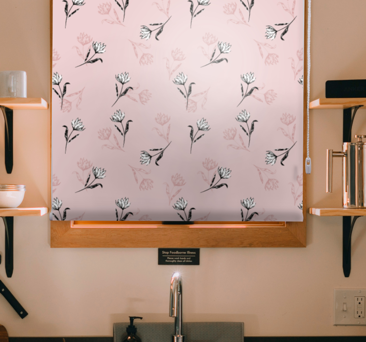 꽃과 식물이 있는 블라인드 부드러운 꽃무늬 - TenStickers