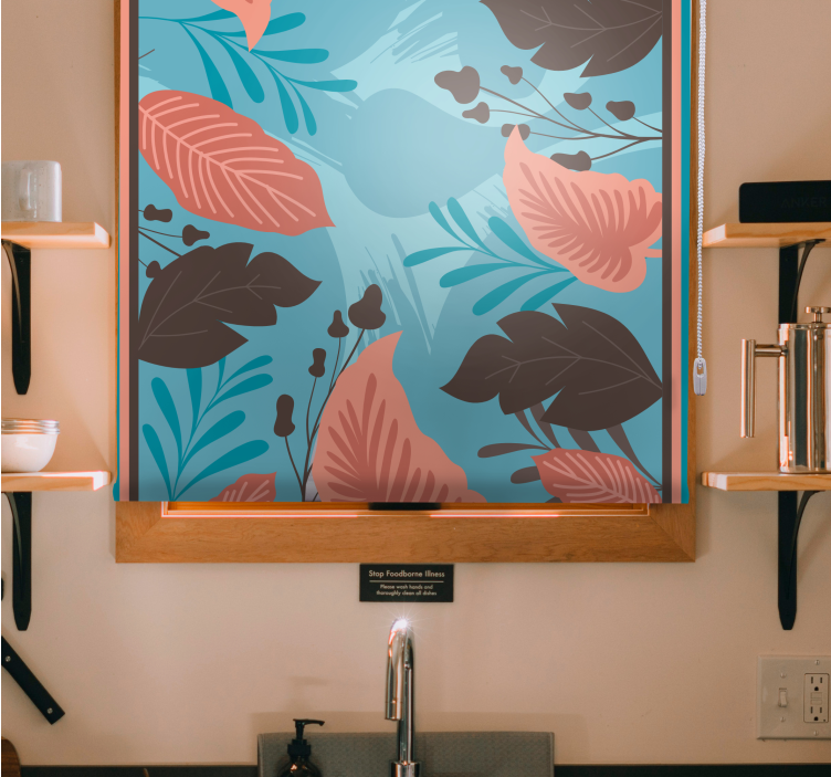 꽃과 식물이 있는 블라인드 잎이 무성한 꽃꽂이 - TenStickers