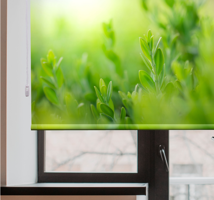 꽃과 식물이 있는 블라인드 푸르른 녹음의 이미지 - TenStickers