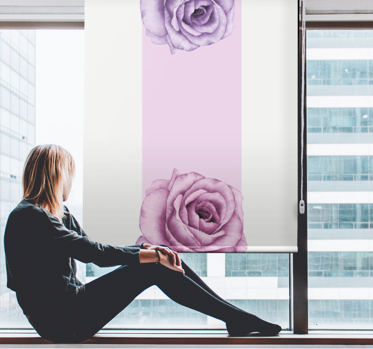 꽃과 식물이 있는 블라인드 보라색 장미 포인트 - TenStickers