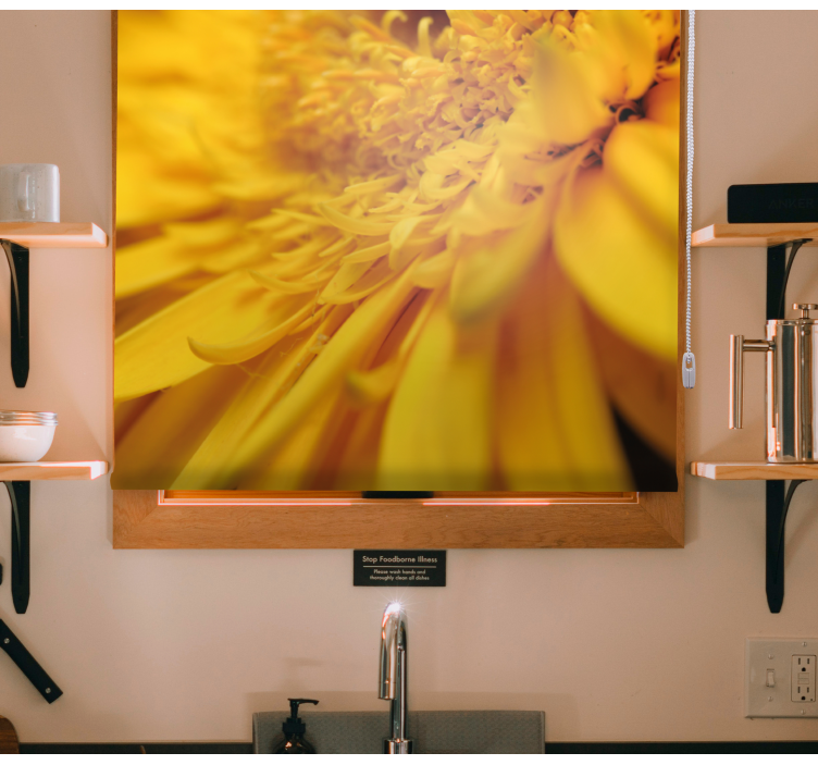 꽃과 식물이 있는 블라인드 노란색 클로즈업 - TenStickers