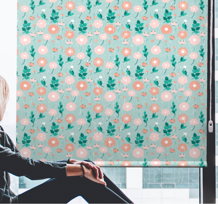 청소년용 블라인드 복숭아색 꽃들 - TenStickers