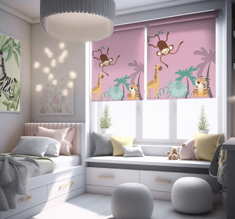 "boho"키즈 정글 다양한 동물 블라인드 - TenStickers