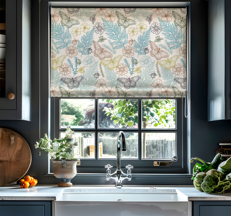 버터플라이 블라인드 꽃 나비 - TenStickers