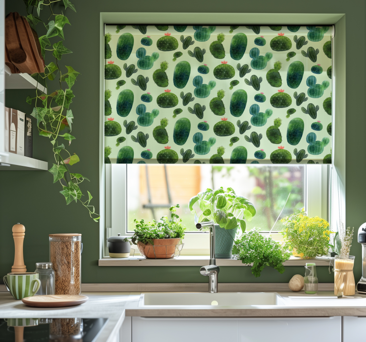 선인장이 있는 블라인드 사막 패턴 - TenStickers