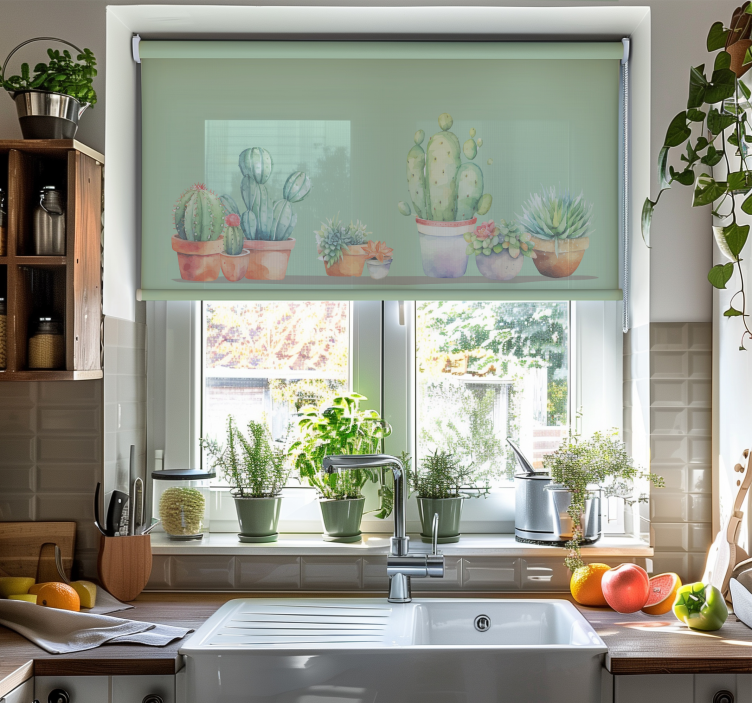 선인장이 있는 블라인드 미니멀리스트 스타일 - TenStickers