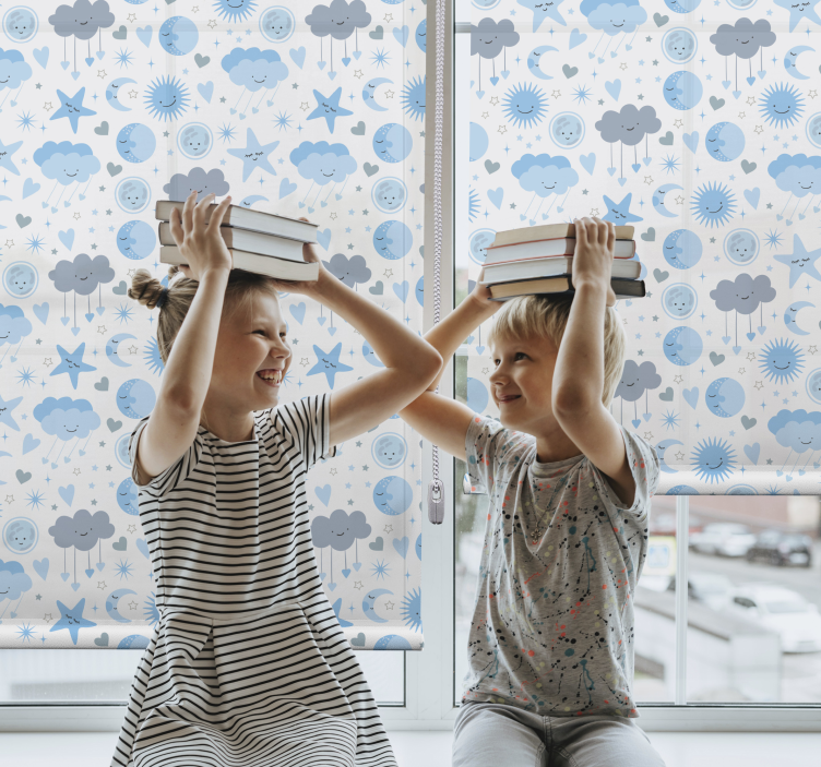 클라우드 블라인드 파란 별자리 패턴 - TenStickers