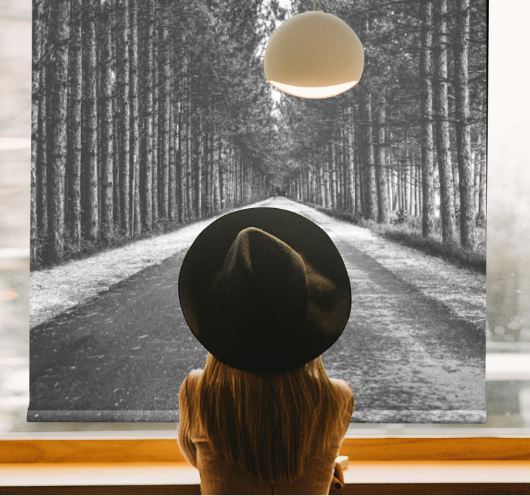 깊은 흑백 숲 롤러 블라인드 - TenStickers