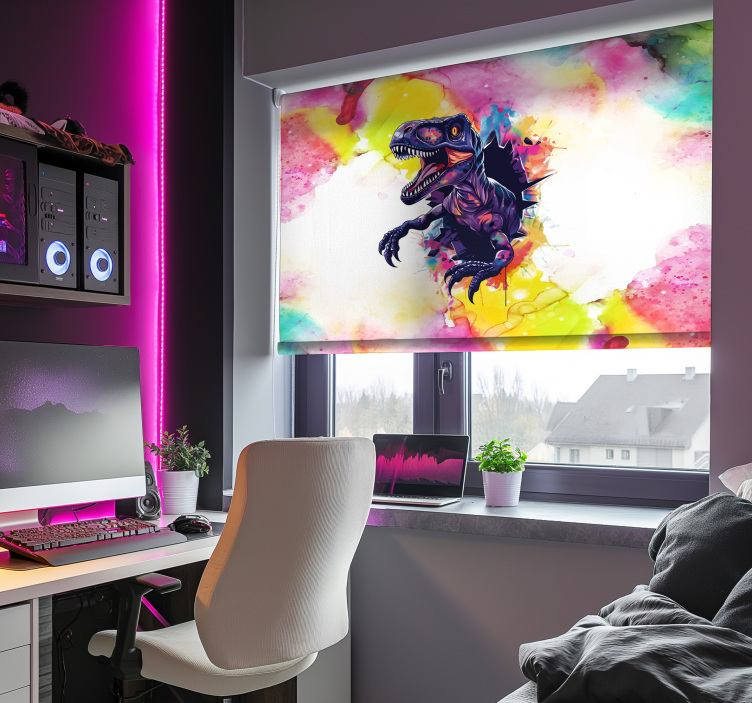 공룡이 있는 블라인드 포화 색상 벨로시 랩터 - TenStickers