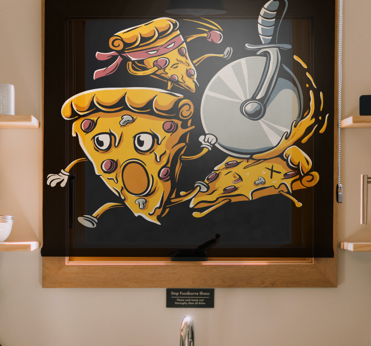 농담이 담긴 블라인드 애니메이션 피자 조각 - TenStickers