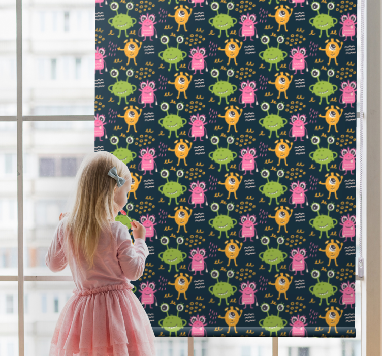 재미 다채로운 외계인 패턴 어린이 블라인드 - TenStickers