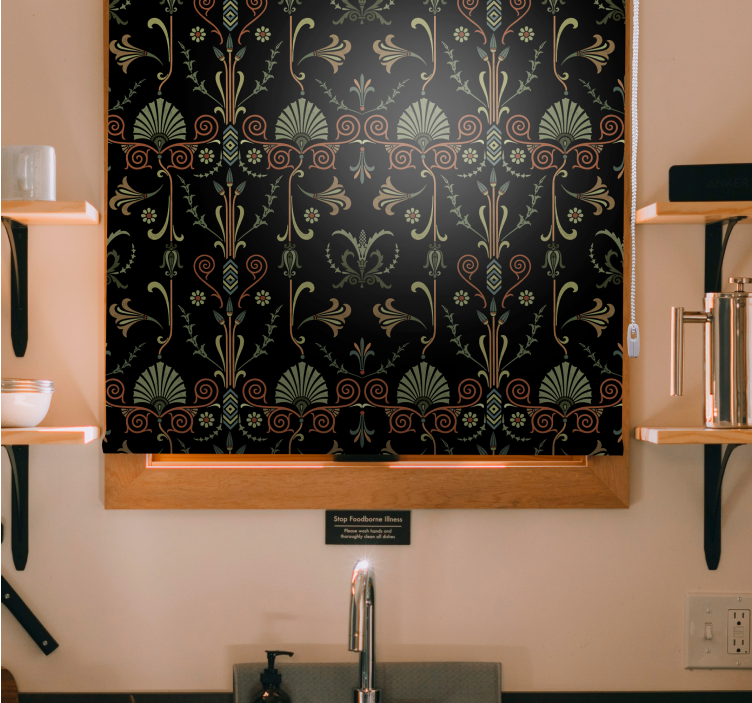 주방 블라인드 우아한 잎사귀 모티프 - TenStickers