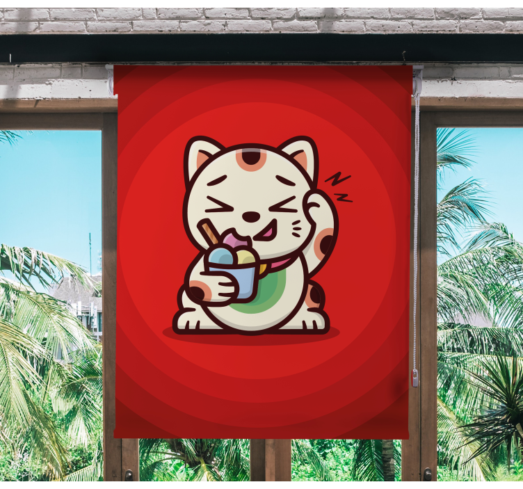 아이스크림 어린이 장님을 가진 사랑스러운 고양이 - TenStickers