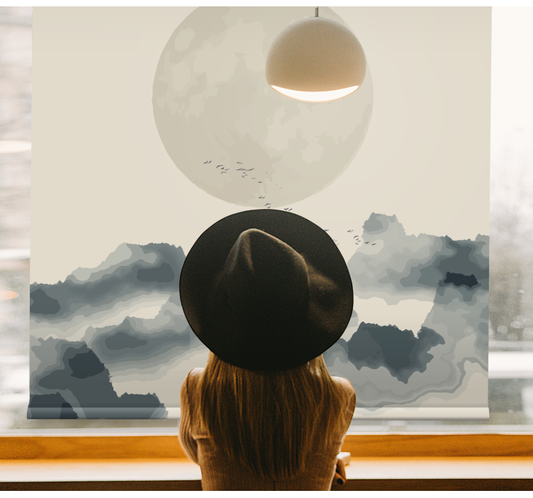 모던 블라인드 달빛 구름 풍경 - TenStickers