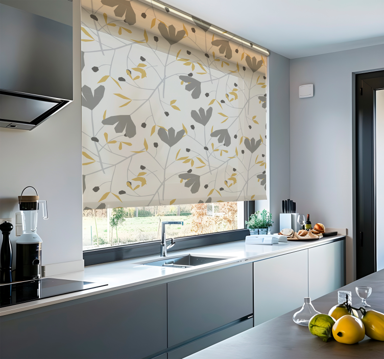 스칸디나비아 스타일 블라인드 회색과 노란색 꽃 - TenStickers