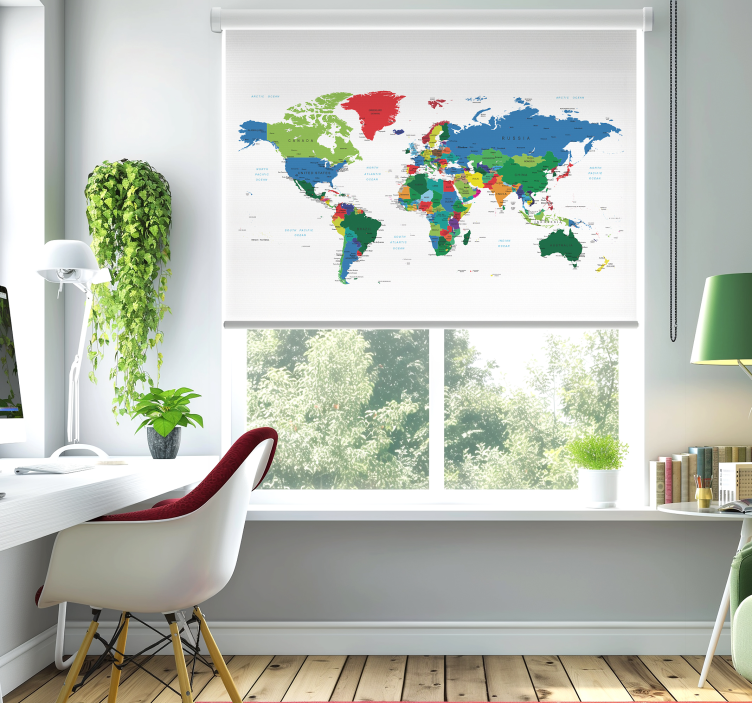 세계 지도 블라인드 정치적인 지도 - TenStickers