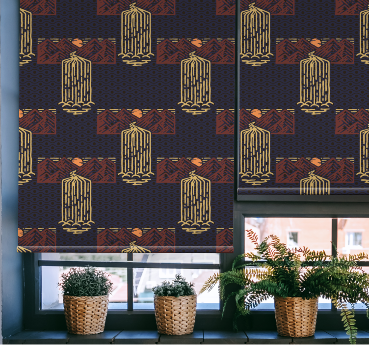 빈티지 블라인드 폭포가 있는 석양 - TenStickers