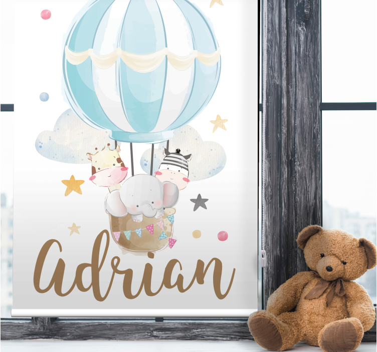 별과 구름 장님이 있는 풍선 위의 동물들 - TenStickers