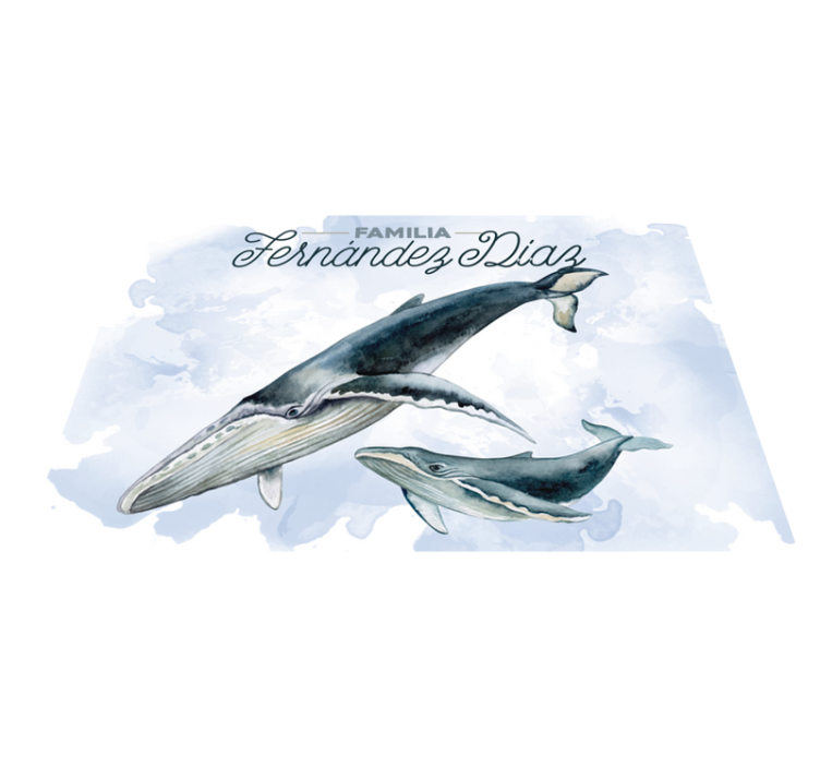 이름이 있는 식탁보 고래 가족 일러스트 - TenStickers