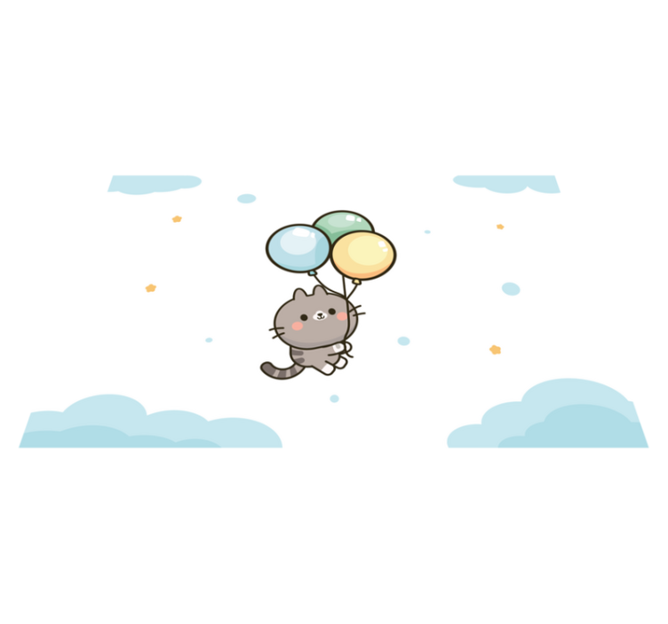 어린 이용 식탁보 귀여운 고양이 풍선 - TenStickers