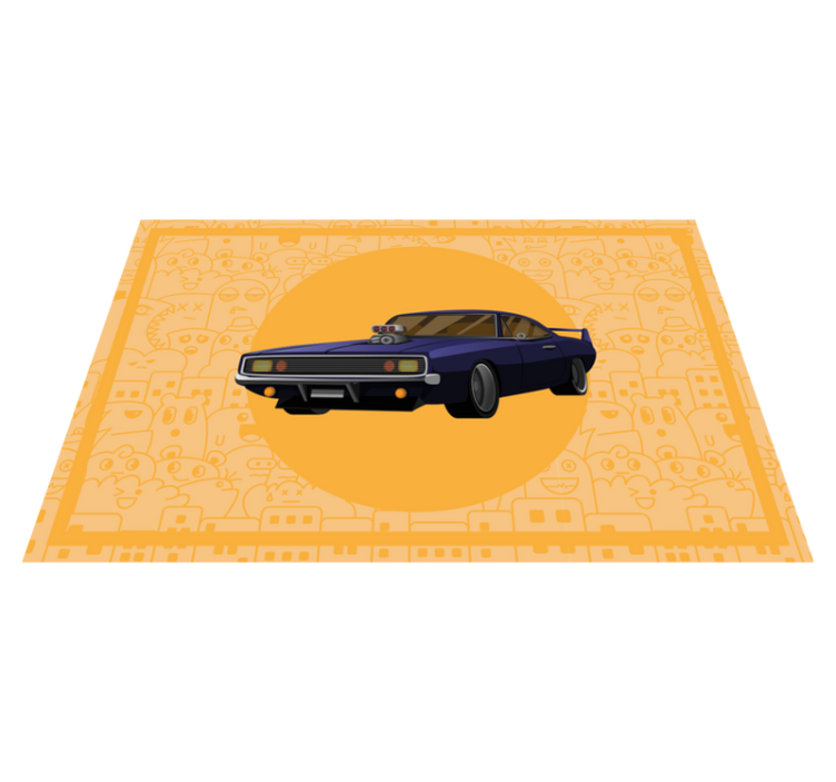 근육 달리기 자동차 만화 원래 플레이스 매트 - TenStickers