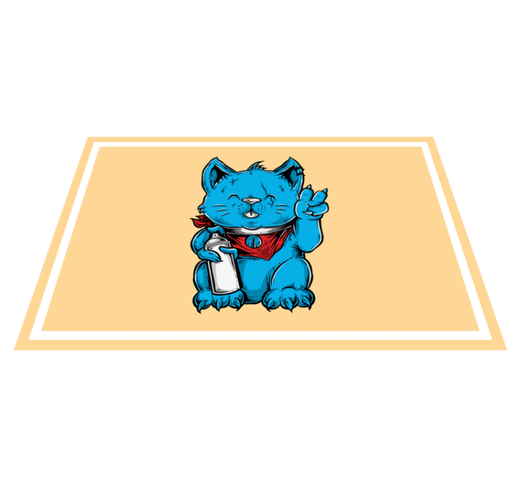 어린 이용 식탁보 즐거운 파란 고양이 - TenStickers