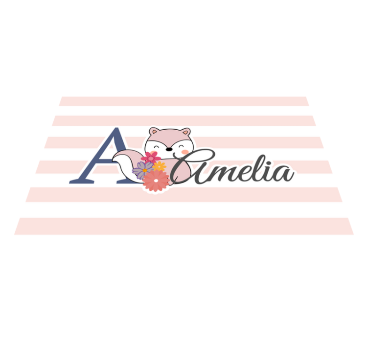 어린 이용 식탁보 귀여운 여우와 꽃들 - TenStickers