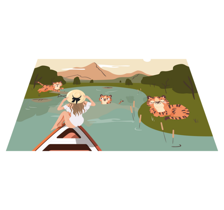 어린 이용 식탁보 장난꾸러기 호랑이 장면 - TenStickers