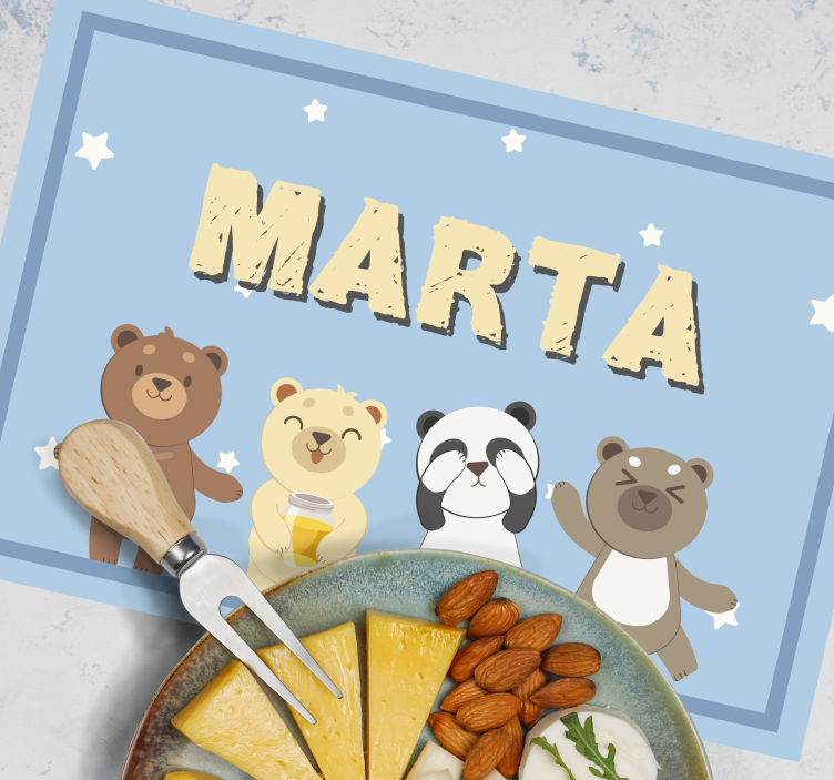 사랑스러운 곰 사용자 정의 어린이 플레이스 매트 - TenStickers