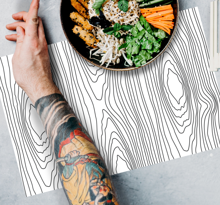 흑백 나무 질감 원래 플레이스매트 - TenStickers