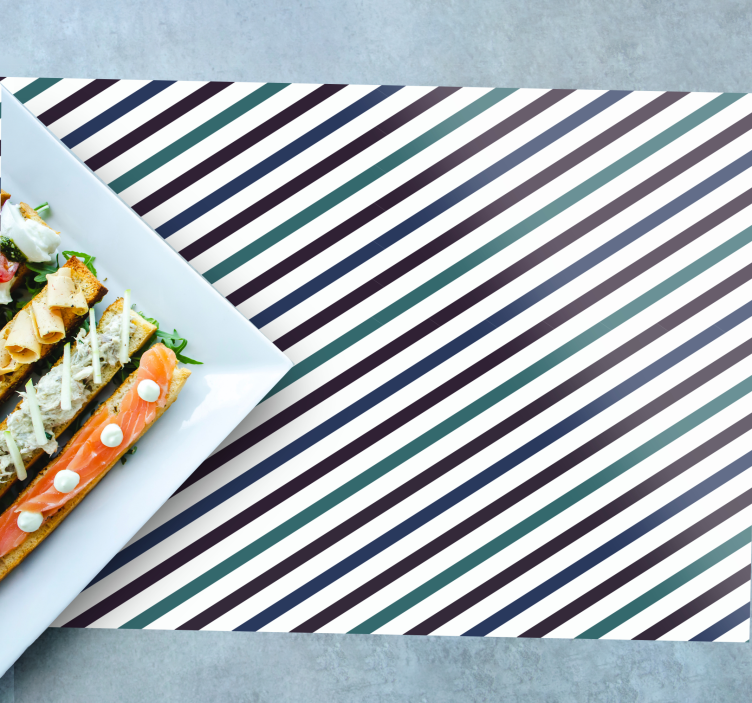 파란색 대각선 줄무늬 현대적인 플레이스매트 - TenStickers