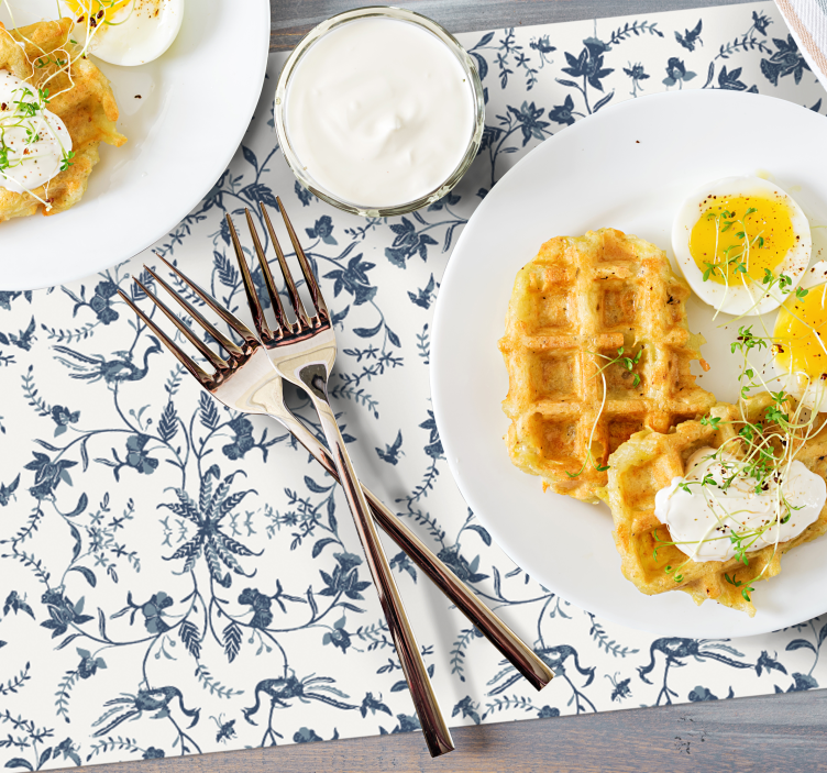 푸른 꽃 덩굴 우아한 플레이스 매트 - TenStickers