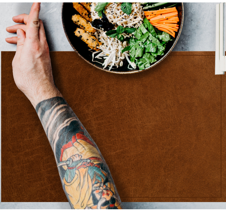 갈색 가죽 효과 질감 플레이스 매트 - TenStickers