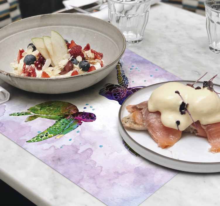 화려한 거북이 동물 플레이스 매트 - TenStickers