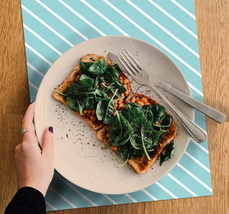 대각선 줄무늬 파란색 원래 플레이스 매트 - TenStickers