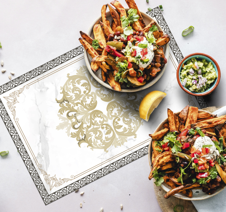 우아한 식탁보 바르크 화이트 마블 - TenStickers