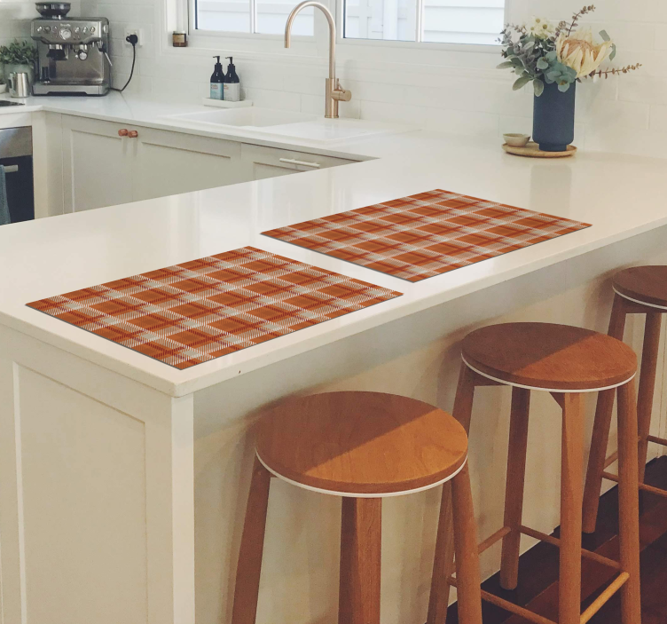 우아한 식탁보 체크 무늬 오렌지 패턴 - TenStickers