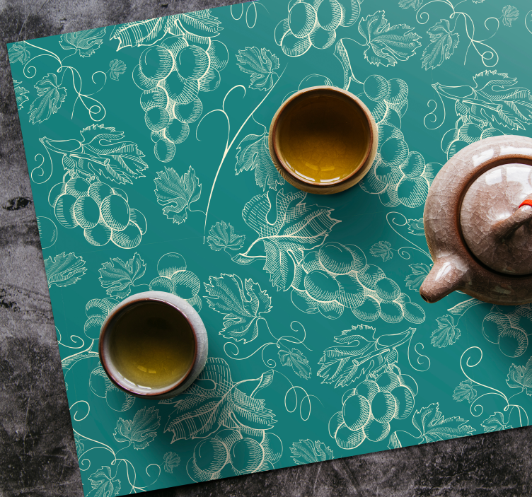 청록색 원래 플레이스 매트에 포도 - TenStickers