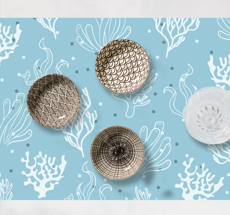 손으로 그린 산호 패턴 비닐 플레이스 매트 - TenStickers