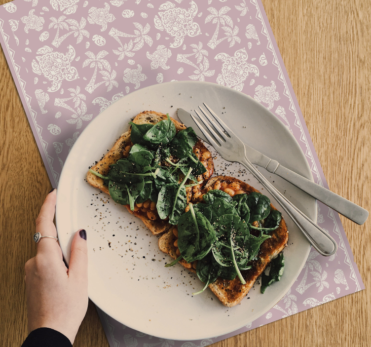 하와이 거북과 야자수 거북 플레이스 매트 - TenStickers