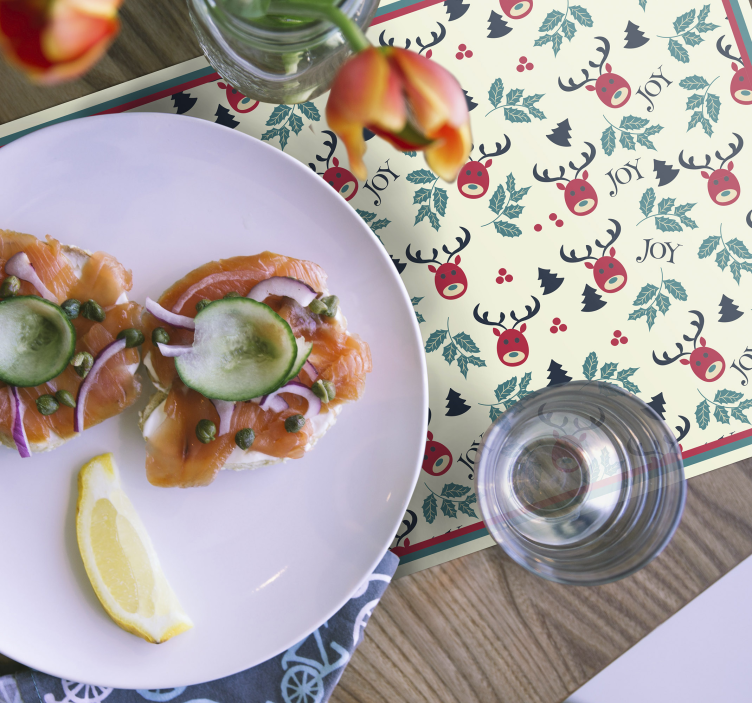 기쁨과 순록 크리스마스 플레이스 매트 - TenStickers